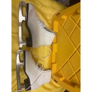 SLM Figure Skates Womens Size 9 White Good Condition 10 Inch Steel Blades